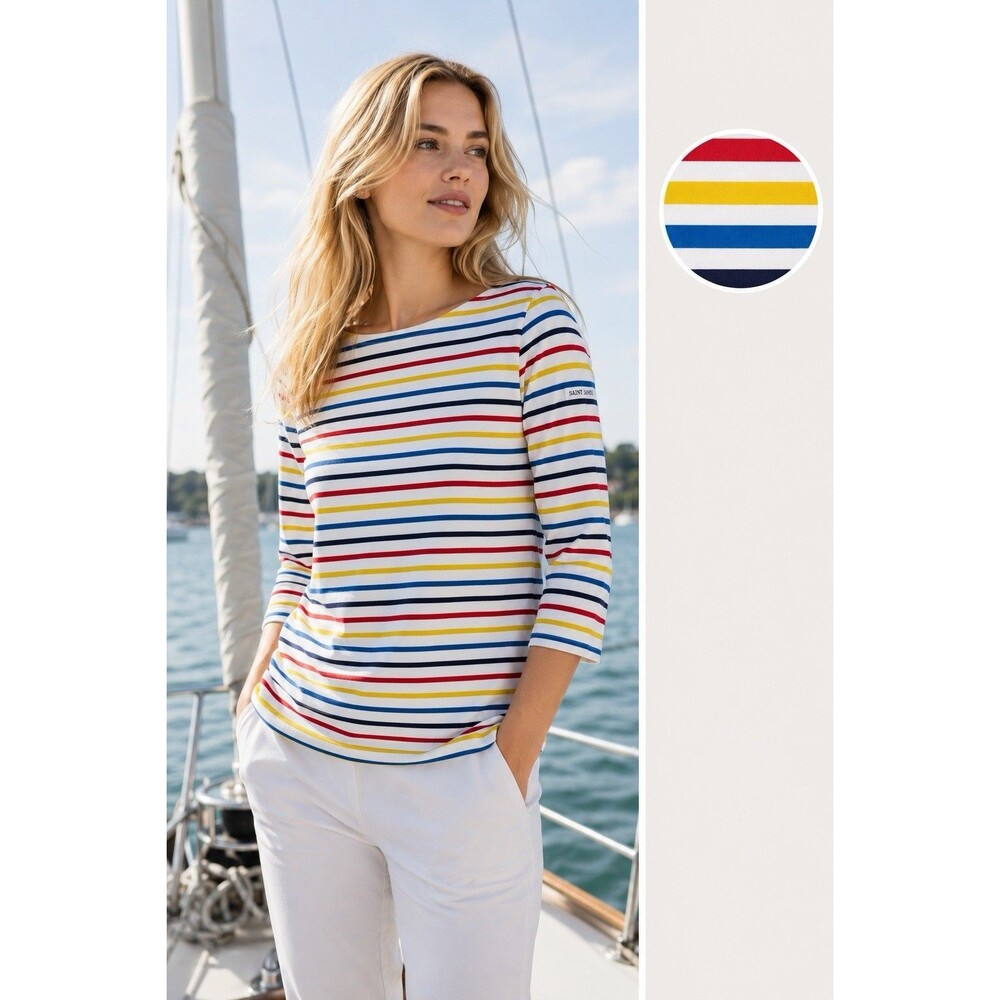 Saint James Breton Multi- Striped Top Women’s 3/4 Sleeve Nautical Shirt Size 10